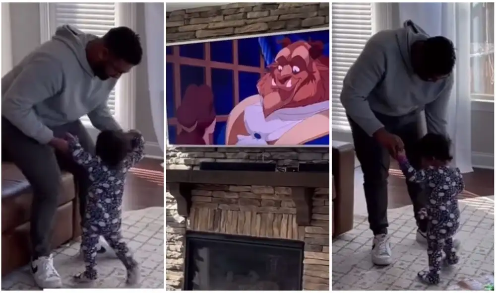 Niña mira por primera vez La Bella y la Bestia y recrea baile de película con su padre. Foto: captura de TikTok. Niña mira por primera vez La Bella y la Bestia y recrea baile de película con su padre. Foto: captura de TikTok.