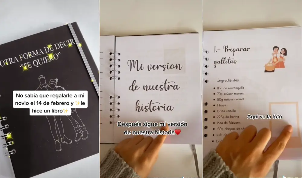 El libro interactivo fabricado por la usuaria @jessicaescobar1181 cautivó a miles de usuarios en las redes por ser un regalo original para San Valentín. Foto: captura de TikTok