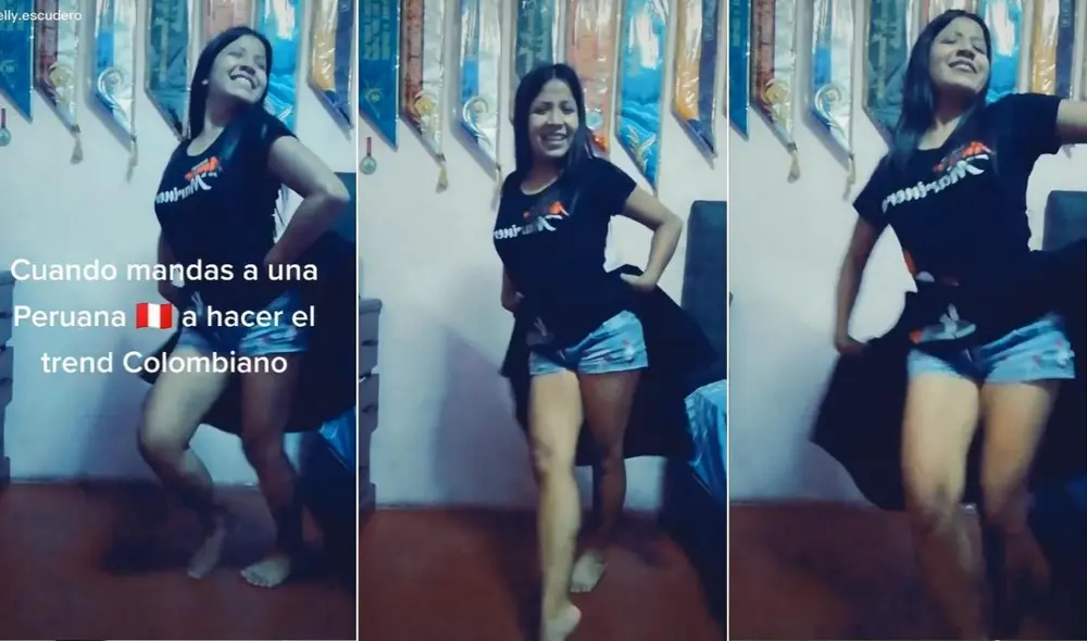 La usuaria @kelly.escudero comparte en sus redes la pasión y el talento que tiene para bailar marinera. Foto: captura de TikTok