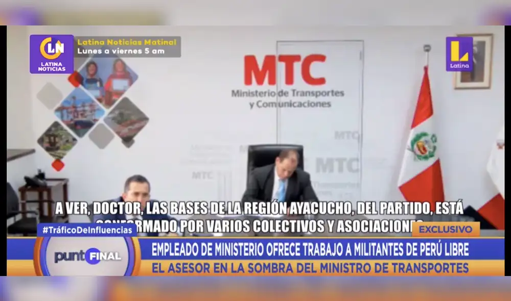 Trabajador del MTC favorecería a personas cercanas a Perú Libre en procesos de selección. Foto: captura de Punto Final