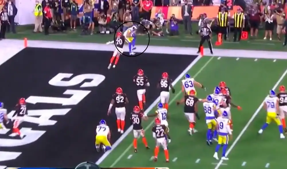 Cooper Kupp convirtió el tercer touchdown de Los Angeles Rams contra Cincinnati Bengals. Foto: captura de NBC Sports