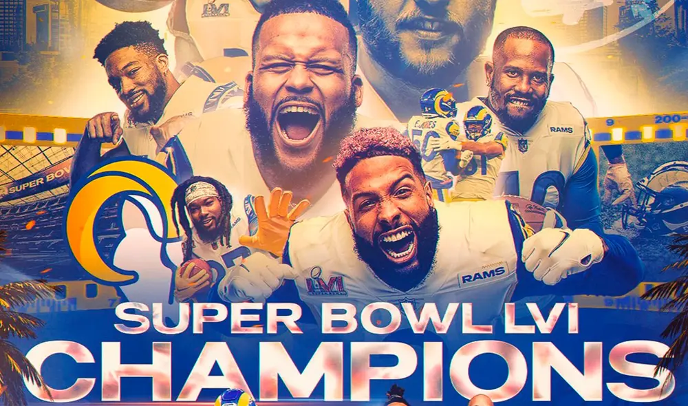 Los Angeles Rams campeones del Super Bowl LVI tras vencer a los Bengals. Foto: NFL Los Angeles Rams campeones del Super Bowl LVI tras vencer a los Bengals. Foto: NFL