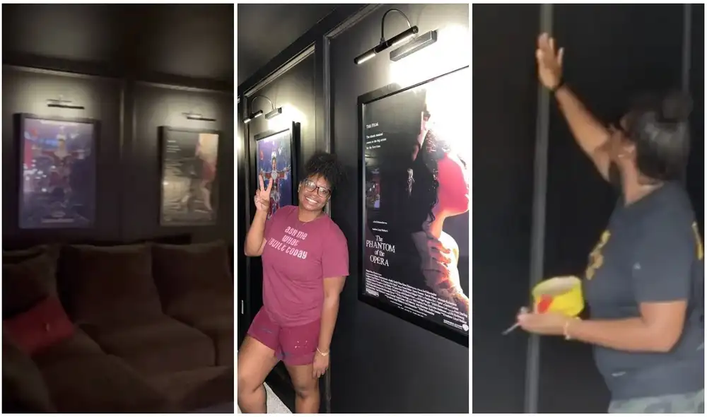 Una mujer transforma su habitación en una sala de cine en una semana. Foto: captura de TikTok.