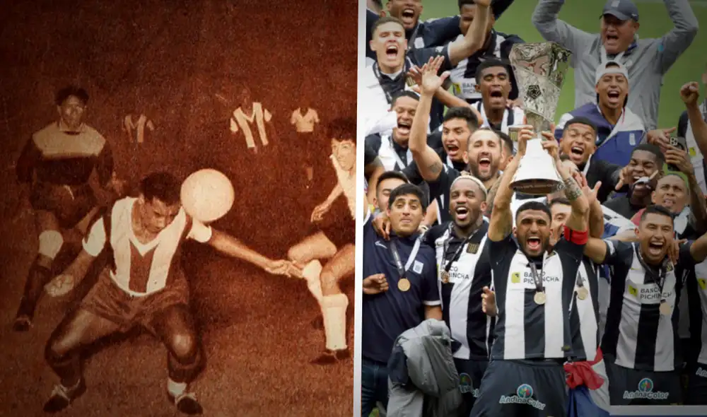 Alianza Lima en un partido ante Colo Colo en 1958 y como campeones de las Liga 1 en 2021. Foto: Twitter Alianza History/ GLR Alianza Lima en un partido ante Colo Colo en 1958 y como campeones de las Liga 1 en 2021. Foto: Twitter Alianza History/ GLR