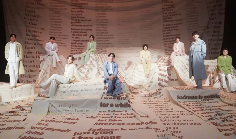 Siwon, Ryeowook, Leeteuk, Heechul, Donghae, Yesung, Eunhyuk, Kyuhyun y Shindong en imagen promocional de The road: Winter for spring. Foto: Label SJ