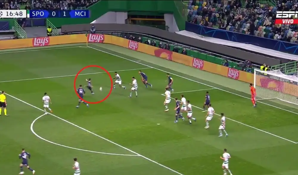 Bernardo Silva anotó un golazo. Foto: captura ESPN.