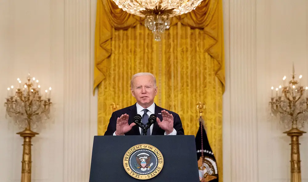 Joe Biden ofreció un discurso sobre la crisis en Ucrania en la Casa Blanca. Foto: EFE