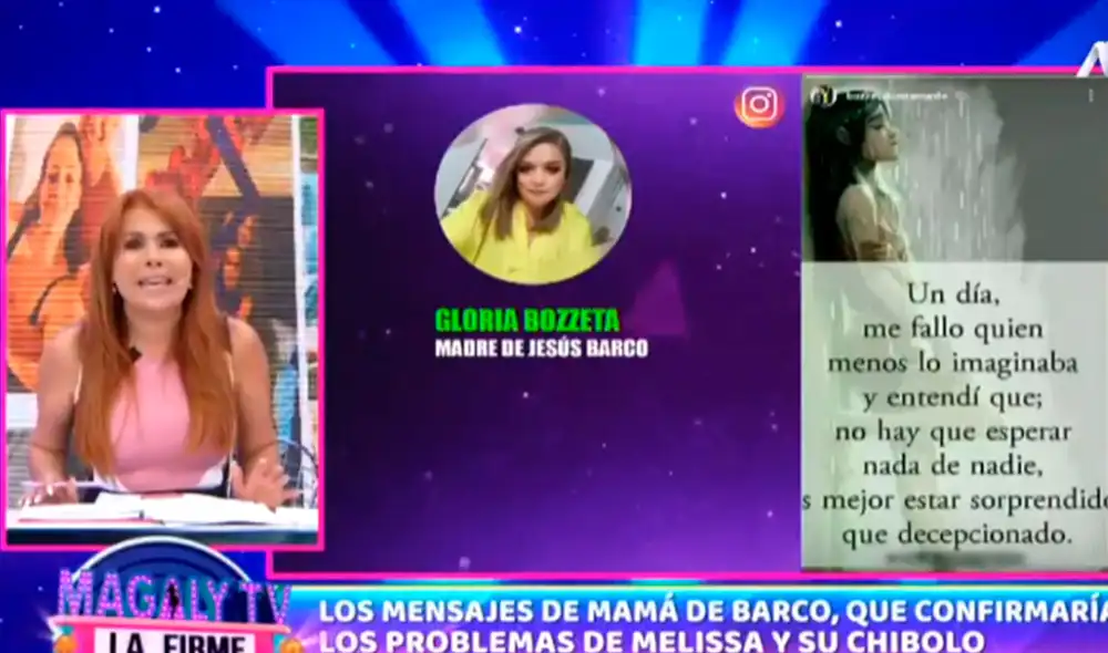 Mensajes de la madre de Jesús Barco evidenciarían una ruptura del futbolista con Melissa Klug. Foto: captura/ATV