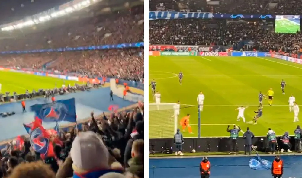 Así vibró el Parque de los Príncipes con el gol de Mbappé al Real Madrid. Foto: captura ESPN Así vibró el Parque de los Príncipes con el gol de Mbappé al Real Madrid. Foto: captura ESPN