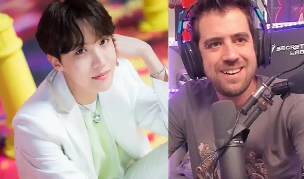 J-Hope de BTS recibió un saludo por parte de AuronPlay que se viralizó en redes. Foto: composición La República/BIGHIT/Twitch @auronplay