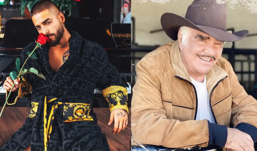 Vicente Fernández tiene dos nominaciones a álbum del año y canción/ranchera del año. Foto: composición/Maluma/Vicente Fernández/Instagram