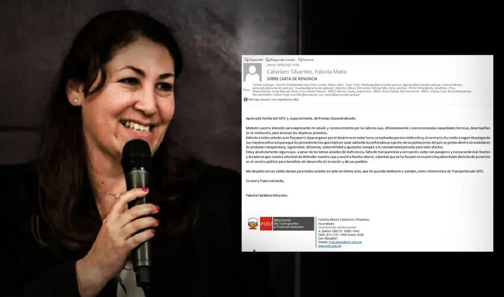 Fabiola Caballero Sifuentes renunció al cargo de viceministra de Transportes. Foto: composición/Jazmin Ceras