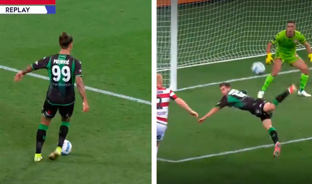 Golazo de 'escorpión' en fútbol australiano por parte de Ben Garuccio. Foto: captura de Paramount