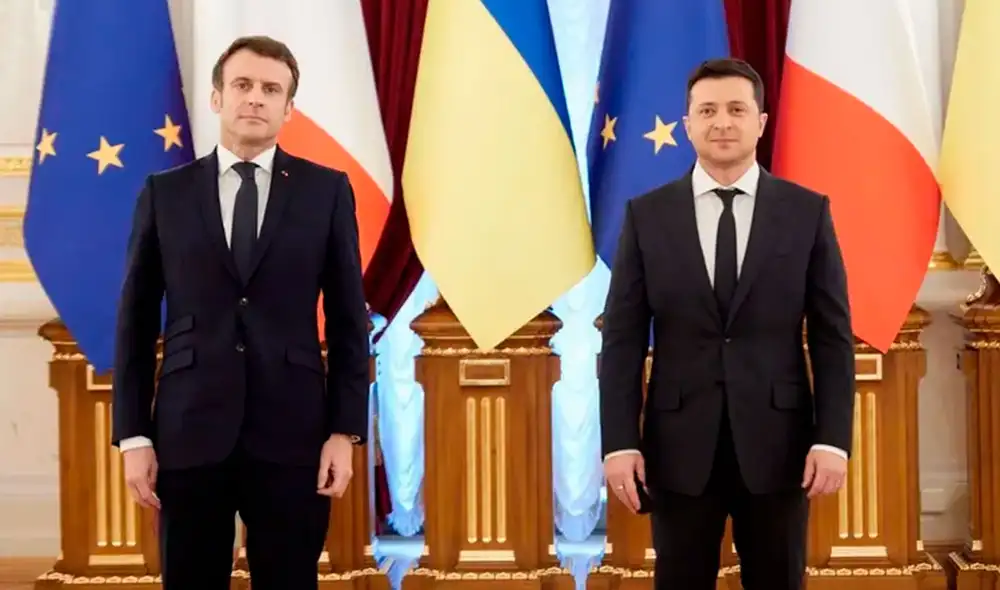 El presidente de Francia, Emmanuel Macron (izquierda), y el presidente de Ucrania, Volodímir Zelenski. Foto: Presidencia de Ucrania El presidente de Francia, Emmanuel Macron (izquierda), y el presidente de Ucrania, Volodímir Zelenski. Foto: Presidencia de Ucrania