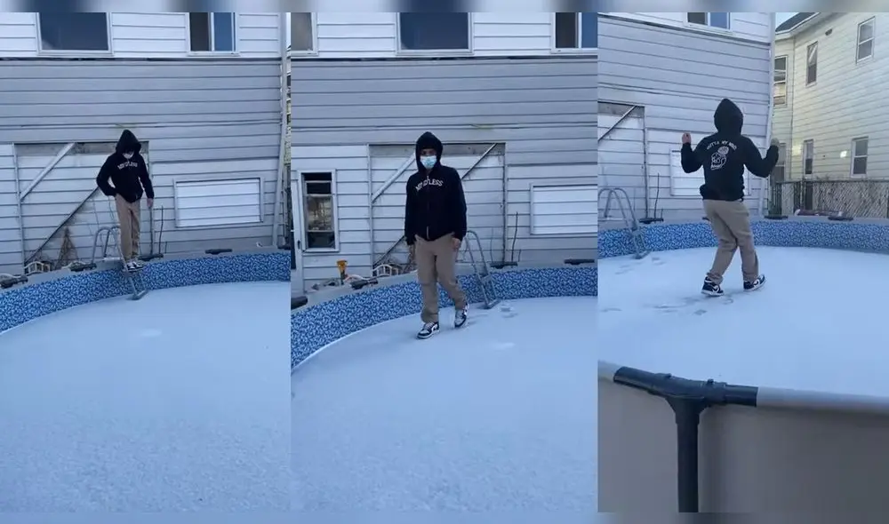 La piscina estaba en los exteriores de la casa del pequeño. Foto: captura de YouTube La piscina estaba en los exteriores de la casa del pequeño. Foto: captura de YouTube