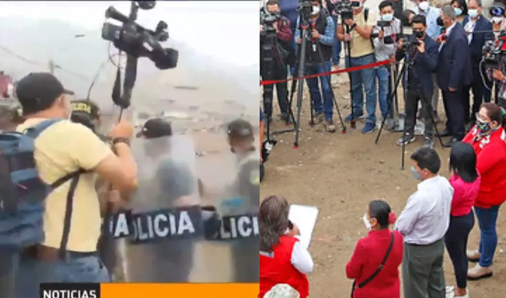 El presidente Pedro Castillo, en sus últimas actividades, viene criticando la labor de los medios de comunicación. Foto: composición Captura de ATV/ Presidencia