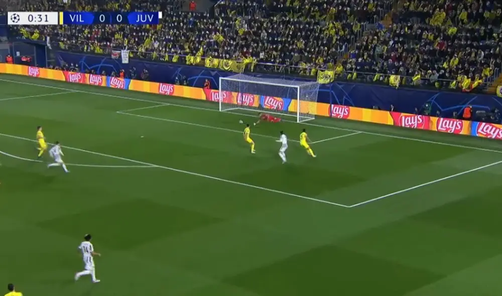 Juventus vs. Villarreal: los de Turín abrieron el marcador apenas inició el juego de Champions League. Foto: Captura ESPN