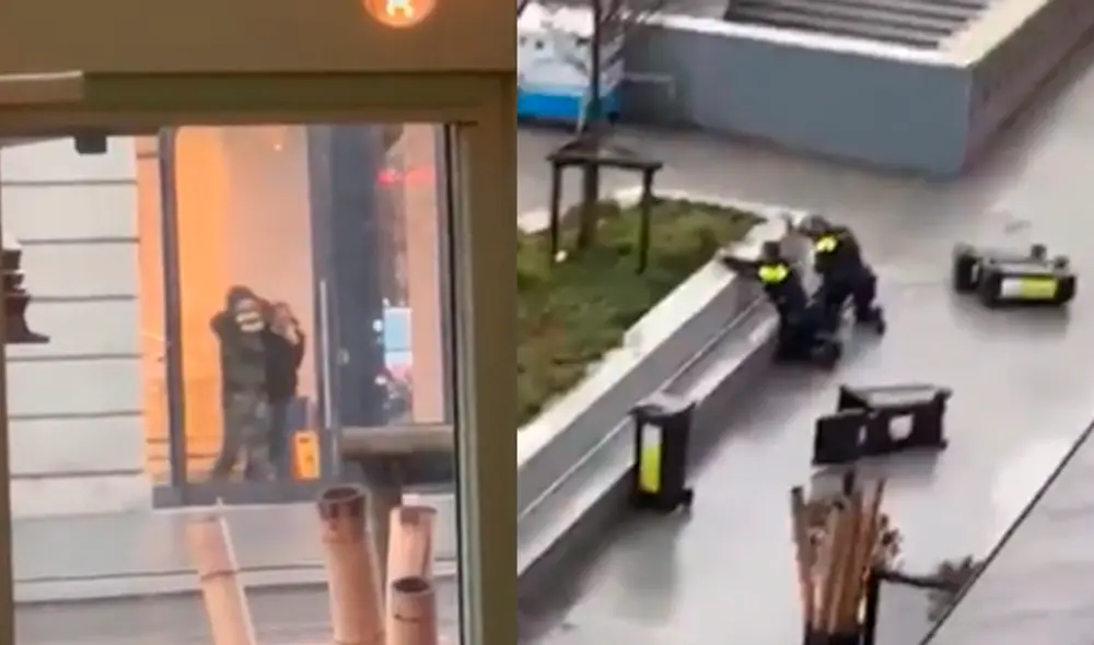 Robo en tienda de Apple en Ámsterdam fue grabado por testigos y difundido en redes sociales. Foto: captura video/Twitter