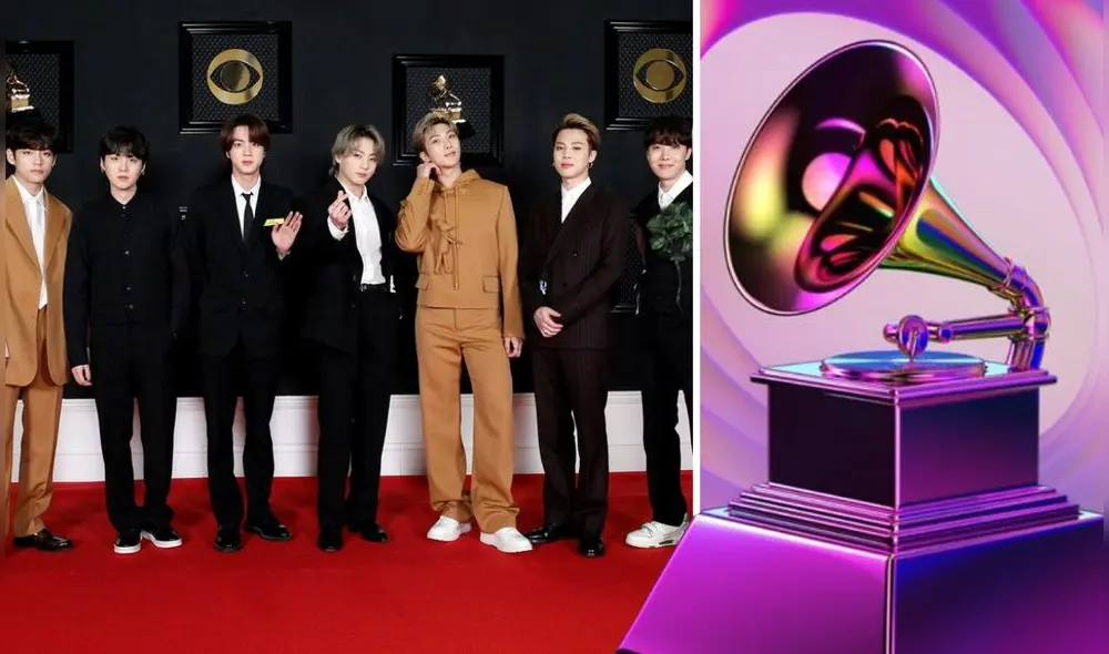 Grupo coreano BTS ha sido nominado a una categoría de los Grammys 2022. Foto: composición La República / Hybe / Grammys Grupo coreano BTS ha sido nominado a una categoría de los Grammys 2022. Foto: composición La República / Hybe / Grammys