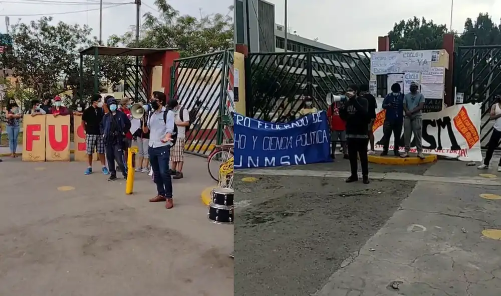 Protesta empezó alrededor de las 3.00 p. m. de este martes. Foto: Federación Universitaria de San Marcos