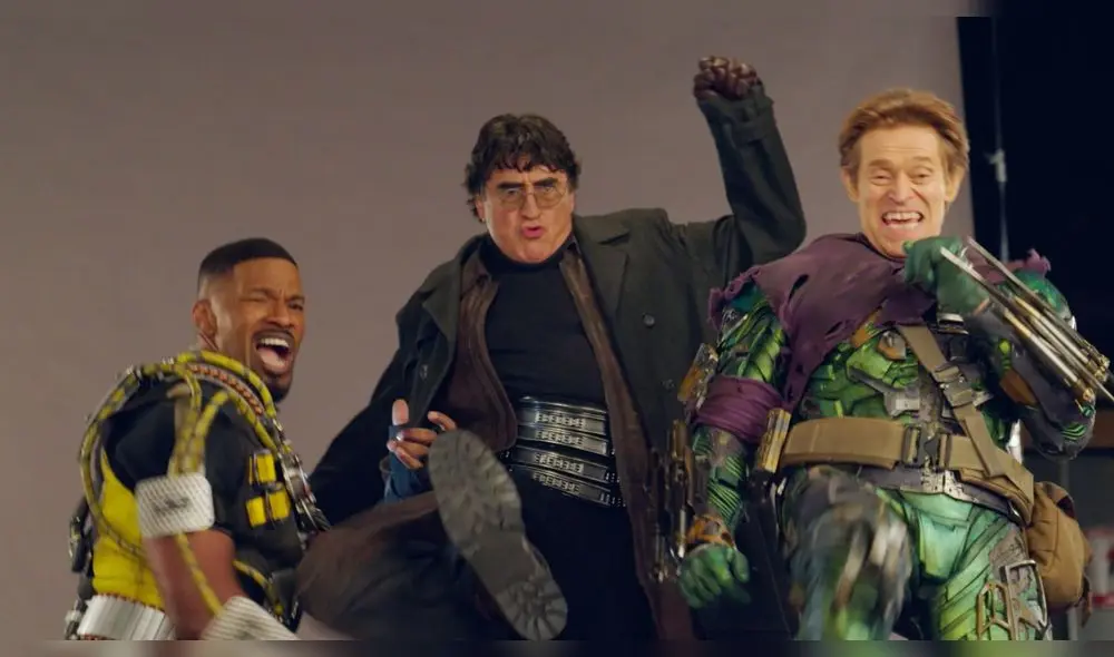 Spiderman no way home nuevas imágenes de Alfred Molina, Willem Dafoe y Jamie Foxx del material extra. Foto: composición LR/ Marvel