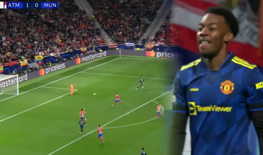 Manchester United vs. Atletico Madrid: Elanga puso la igualdad en los minutos finales. Foto: captura ESPN Manchester United vs. Atletico Madrid: Elanga puso la igualdad en los minutos finales. Foto: captura ESPN