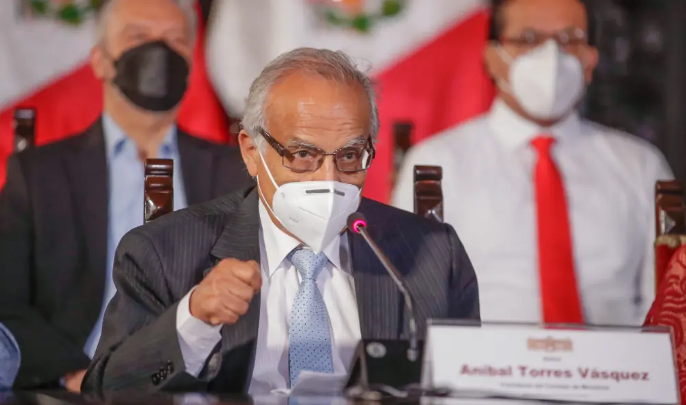El gabinete ministerial de Aníbal Torres brindó una conferencia de prensa este miércoles. Foto: Presidencia