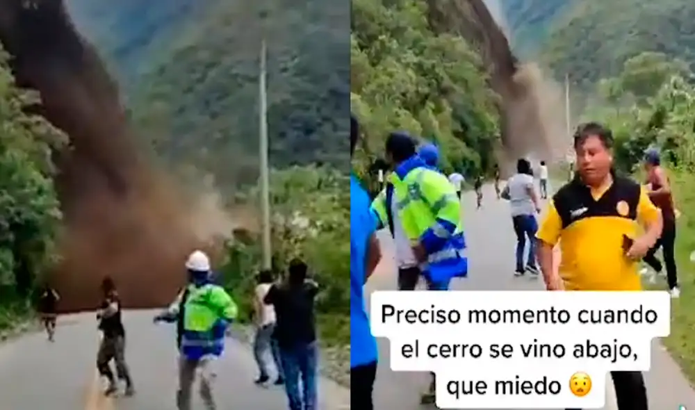 Ciudadano captó el preciso momento del deslizamiento. Foto: captura redes Ciudadano captó el preciso momento del deslizamiento. Foto: captura redes