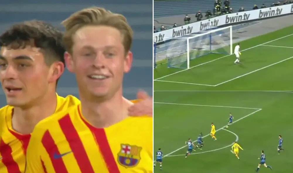 Frenkie De Jong sacó una 'pinturita' y anotó el 2-0 para el FC Barcelona. Foto: captura ESPN Frenkie De Jong sacó una 'pinturita' y anotó el 2-0 para el FC Barcelona. Foto: captura ESPN