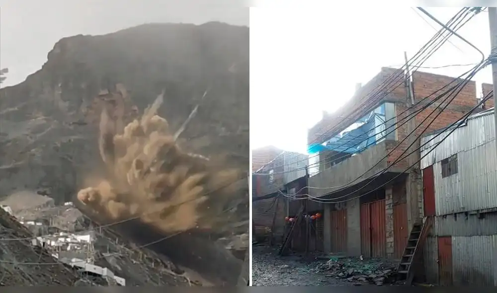 Explosión se trajo abajo las toneladas de rocas acumuladas, pero también provocó daños en casas. Foto: Sandro Gil Hallasi