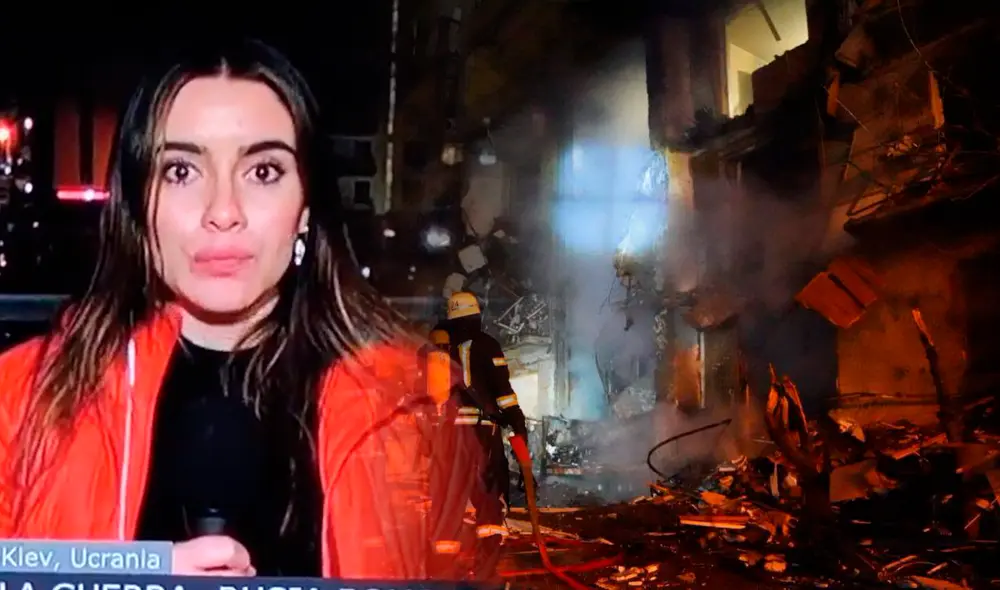 La periodista visiblemente angustiada y tratando de controlar su respiración pidió disculpas por enviar un mensaje de tranquilidad a su familia. Foto: composición LR/Fabrizio Oviedo/Twitter/AFP