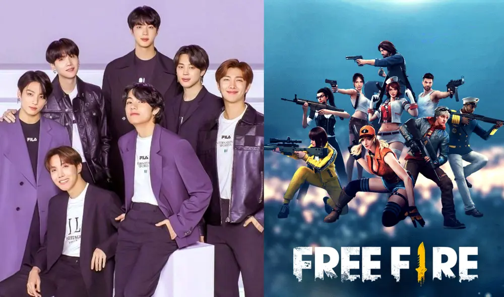 Colaboración soñada por ARMY fan de Free Fire. ¿Podrán ver a Bangtan en el popular juego móvil? Foto: composición Hybe / Garena