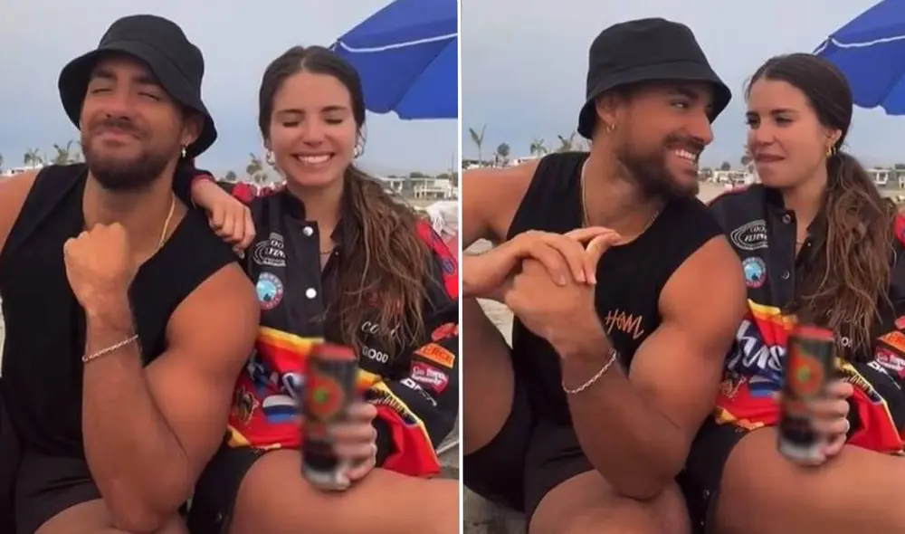 Flavia Laos y Austin Palao pasan agradable momento en la playa. Foto: composición TikTok