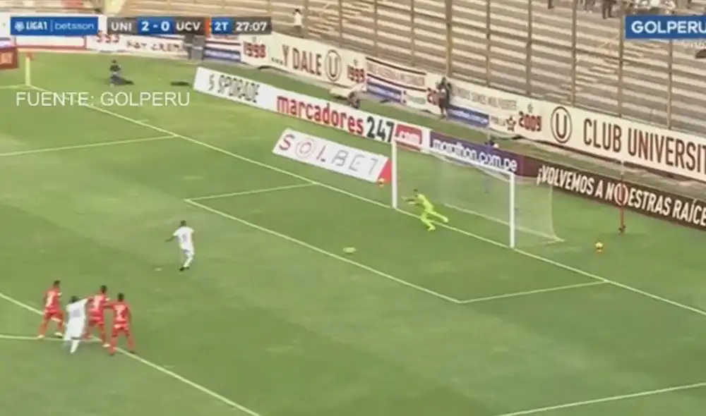 Universitario vs. César Vallejo: Nelinho Quina anotó el 3-0 en el Monumental. Foto: captura GolPerú Universitario vs. César Vallejo: Nelinho Quina anotó el 3-0 en el Monumental. Foto: captura GolPerú