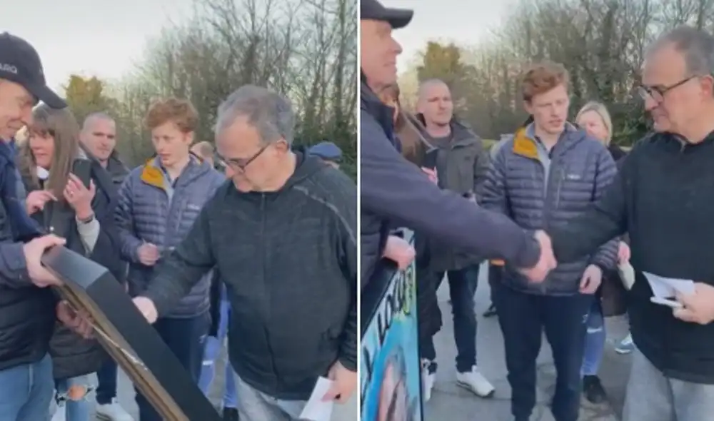 Hinchas de Leeds United se despiden del técnico Marcelo Bielsa. Foto: captura/Twitter