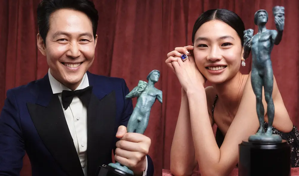 Lee Jung Jae, Jung Ho Yeon y más actores de El juego del calamar asistieron a los SAG Awards 2022 por sus cuatro nominaciones. Foto: composición La República/captura TBS
