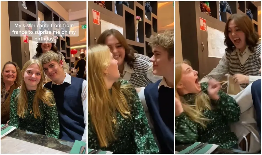 TikTok viral: joven sorprende a su hermana en su cumpleaños con un emotivo reencuentro. Foto: captura de TikTok.