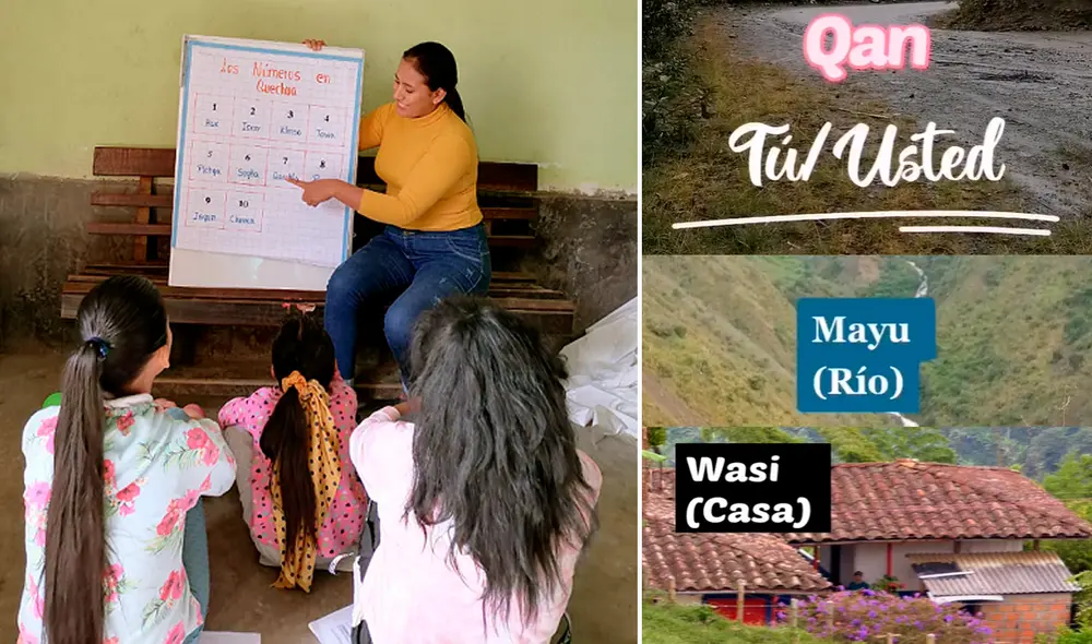 La joven huancavelicana enseña quechua, el idioma que aprendió de sus padres y abuelos. Foto: captura de TikTok