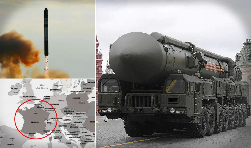 El Satan 2 fue creado por Rusia para sustituir al misil de la Unión Soviética de nombre Voyevoda (Satan 1). Foto: composición LR/Sputnik/mapamundiparaimprimir/AFP