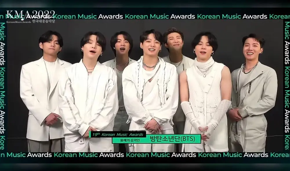 Septeto del k-pop BTS estaba nominado en tres categorías de los 2022 Korean Music Awards. Foto: KMA Septeto del k-pop BTS estaba nominado en tres categorías de los 2022 Korean Music Awards. Foto: KMA