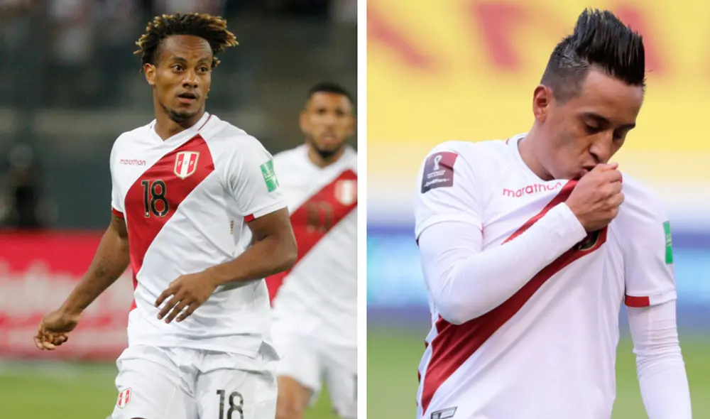 André Carrillo y Christian Cueva son los goleadores de la Bicolor en las Eliminatorias Qatar 2022 con tres y cinco tantos, respectivamente. Foto: composición GLR/EFE