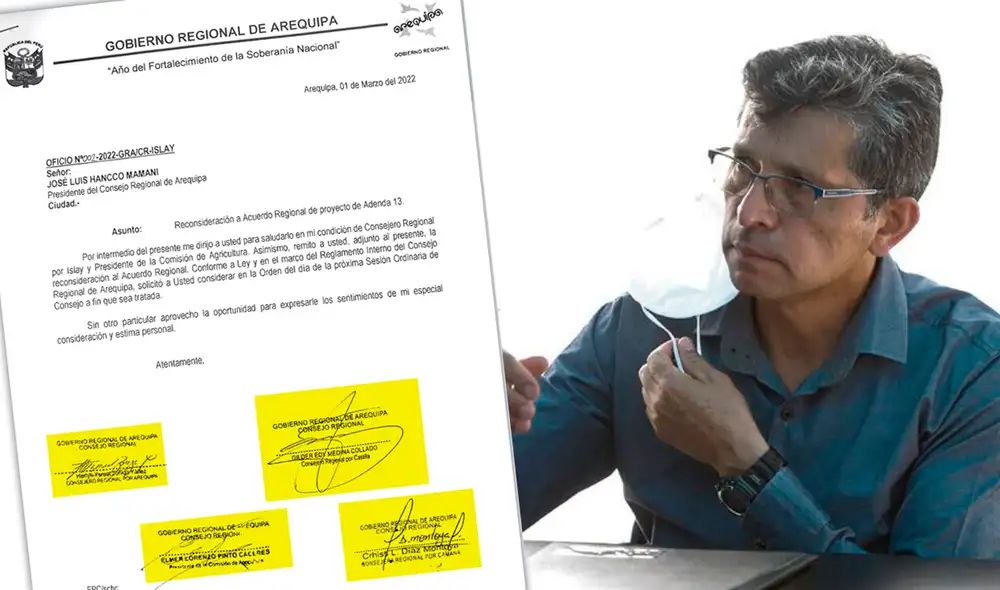 Reconsideración. Consejeros firman solicitud para volver a discutir la Adenda 13 de Majes II. La novela no acaba. Foto: La República Reconsideración. Consejeros firman solicitud para volver a discutir la Adenda 13 de Majes II. La novela no acaba. Foto: La República
