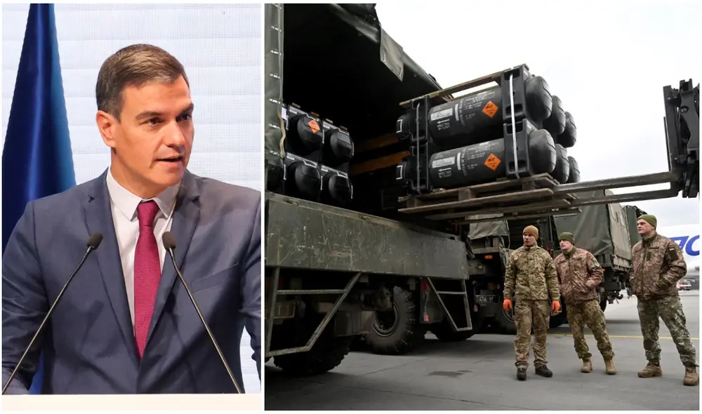 Pedro Sánchez dijo que envío de armas es para que no haya dudas del "compromiso del Gobierno de España (con Ucrania)". Foto: composición LR/AFP