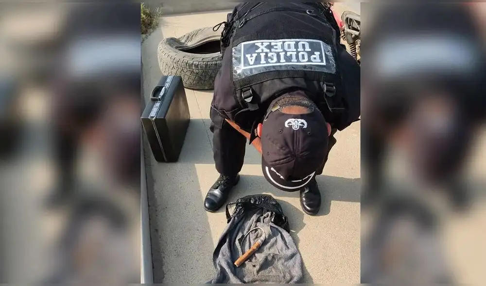 Efectivos de la Udex destruyeron el artefacto explosivo en un descampado. Foto: PNP Udex Efectivos de la Udex destruyeron el artefacto explosivo en un descampado. Foto: PNP Udex