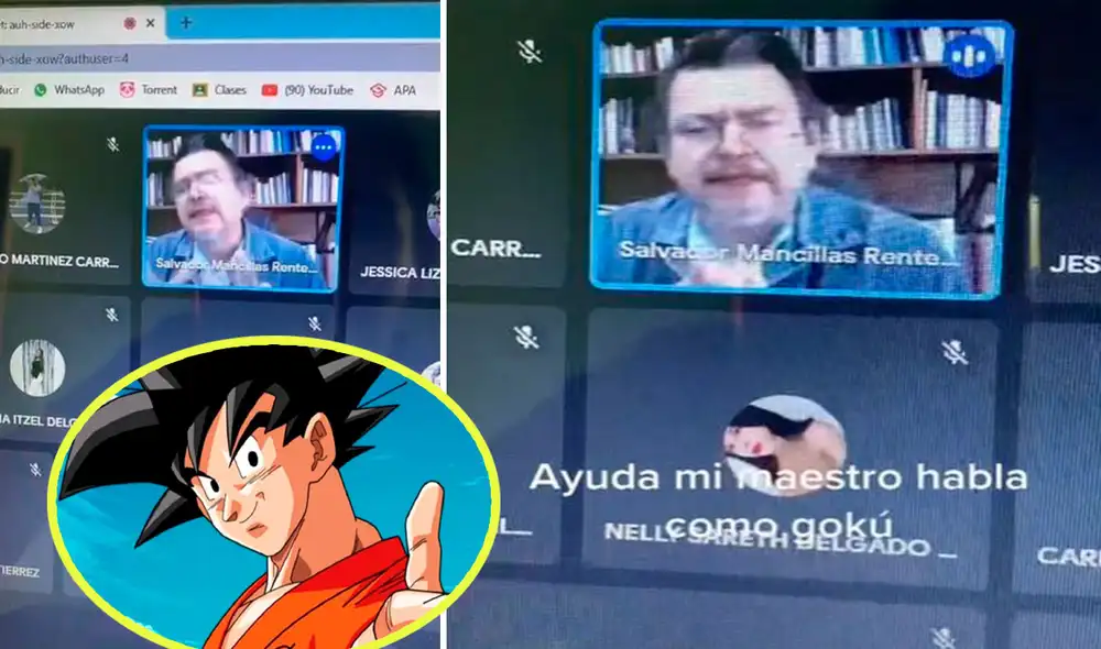 Un joven grabó el discurso de su maestro, ya que su voz le llamó la atención por el gran parecido a la de Mario Castañeda, quien hace el doblaje de Goku en español. Foto: captura de TikTok