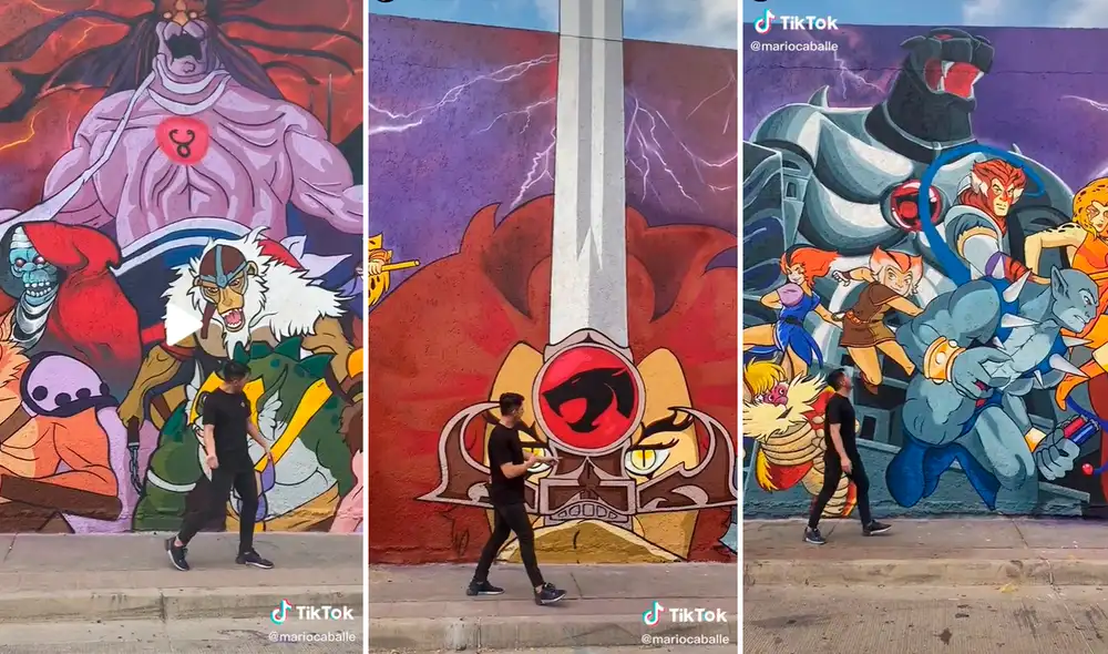 Miles de usuarios quedaron emocionados al ver el mural de Thundercats. Foto: captura de TikTok