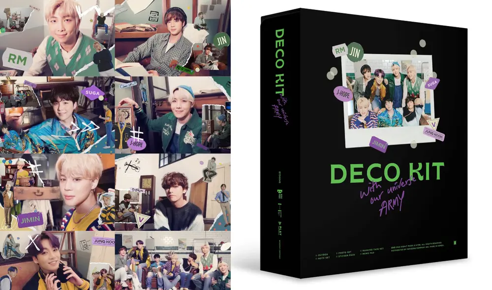 BTS regresa con nueva mercancía oficial para ARMY con Deco Kit, artículos de decoración para uso diario. Foto: composición La República/BIGHIT