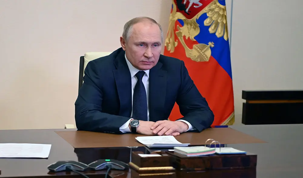 Vladimir Putin ofreció un mensaje a la nación en medio de la invasión que ordenó la semana pasada sobre Ucrania. Foto: Sputnik/EFE