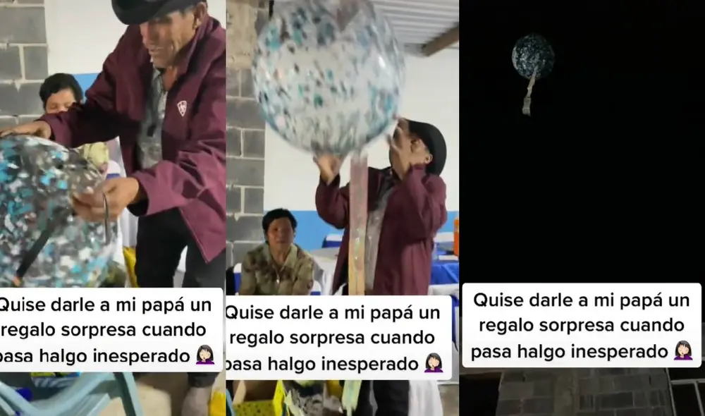El video que muestra al padre de familia dejando que su regalo 'salga volando' tiene más de 12 millones de vistas. Foto: captura de TikTok