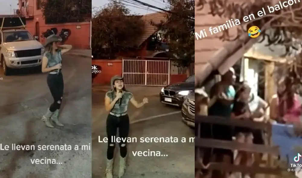 Los vecinos de una joven también disfrutaron bailando de la serenata que había recibido. Foto: captura de TikTok